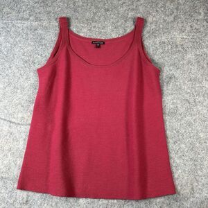 Eileen Fisher Wool Tank Top Womens Large Red Scoop Neck Knit Shirt Career